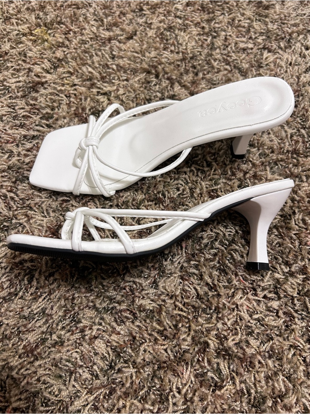 White Strappy Kitten Heel Sandals
